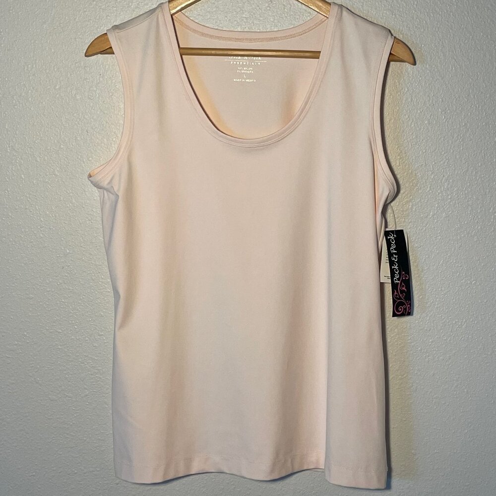 NWT Peck & Peck Essentials Spandex Pink Blush Shirt Size Large